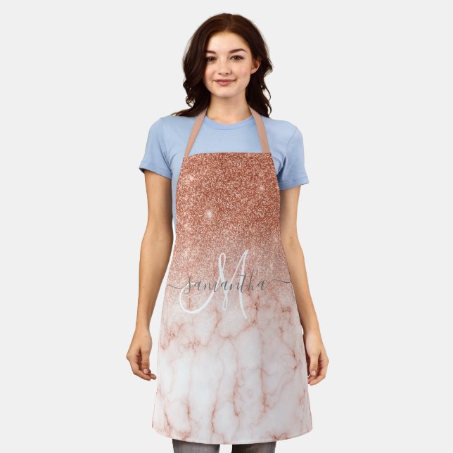 Tablier Rose Parties scintillant or marbre rose rose Scrip (Porté)