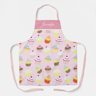 Tablier rose personnalisé pour femme Cupcake