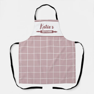 Tablier Rose Poussiéreux à Carreaux Personnalisé