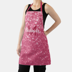 Tablier Rose rose clair faux pétille parties scintillant M