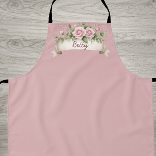 Tablier Rose Rose Pâle Custom Nom