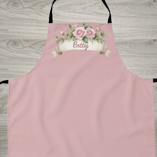 Tablier Rose Rose Pâle Custom Nom (Créateur téléchargé)