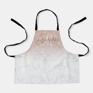 Tablier Rose rose rose or parties scintillant marbre blanc
