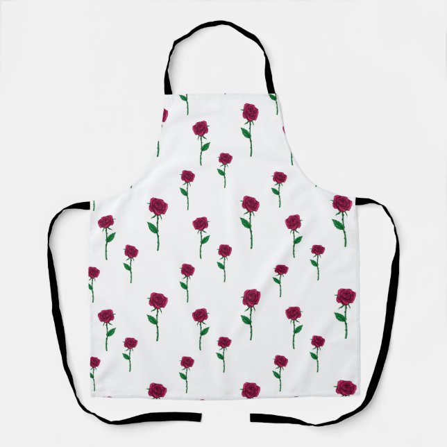 Tablier Roses avec tige romantique design Saint Valentin (Recto)