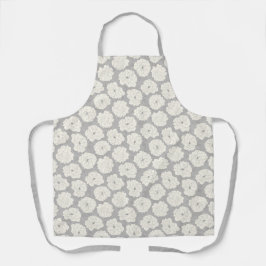 Tablier Roses blanches sur gris clair - motif sans soudure