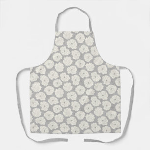 Tablier Roses blanches sur gris clair - motif sans soudure