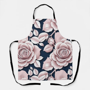 Tablier Roses Bleues Foncées Luxueuses Avec Détails Blancs