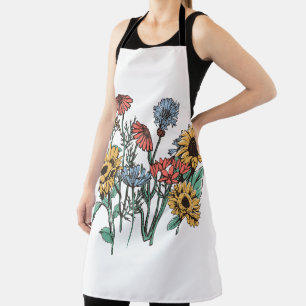 Tablier Roses et bleus doux Fleurs fraîches