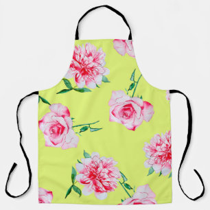 Tablier Roses et pivoines aquarelle illustration motif