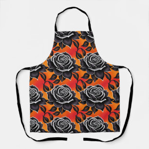 Tablier Roses Noires Foncées Avec Des Contours Blancs