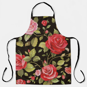Tablier Roses roses roses : motif floral élégant.