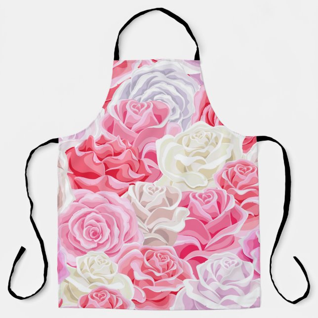 Tablier roses roses roses rose et blanc sans couture motif (Recto)