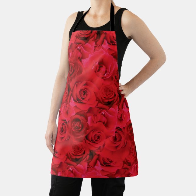 Tablier Roses rouges répétition motif floral (Insitu)