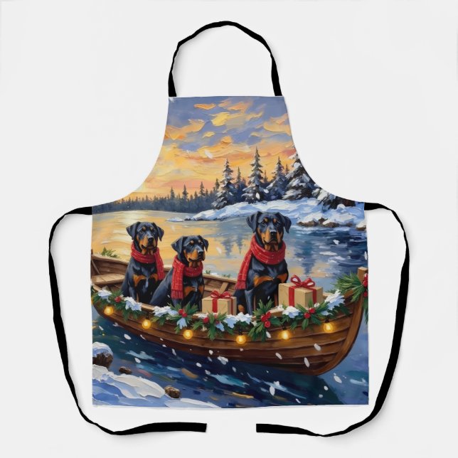 Tablier Rottweiler Christmas Boat Holiday (Recto)