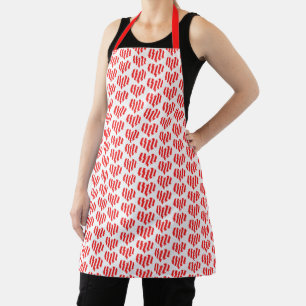 Tablier Rouge Abstrait n Blancs Valentine Coeur