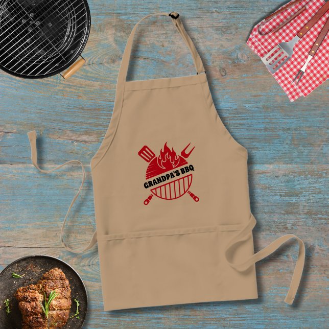 Tablier Rouge BBQ Grill Flame Grillades Ustensiles Avec No (Father's Day Grill Master Apron )