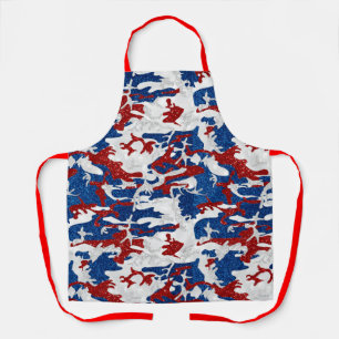Tablier Rouge, Blanc & Bleu Camo 4 Juillet Paillettes