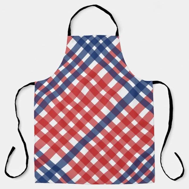 Tablier Rouge, blanc et bleu En vichy plaid Americana (Recto)