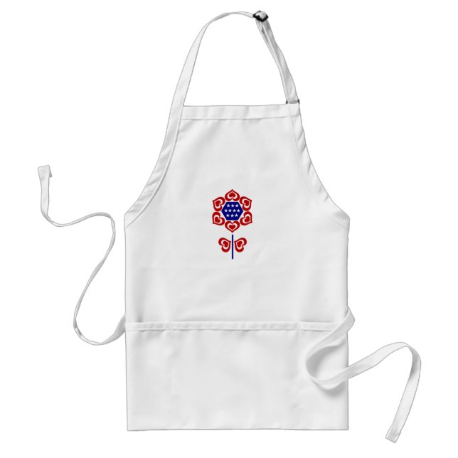 Tablier Rouge Blanc Fleur Bleu Design patriotique (Devant)