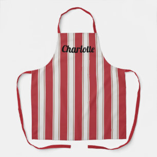 Tablier Rouge Classique, Blanc et Rayures de Souris Mocha