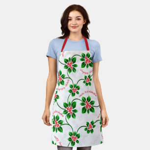 Tablier Rouge de Noël Holly Mele Kalikimaka