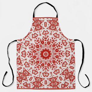 Tablier rouge et blanc, bandana ethnique