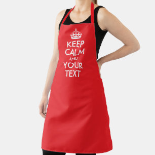 Tablier Rouge et blanc Gardez le calme et votre texte