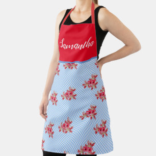 Tablier Rouge Floral Shabby Chic Bleu En vichy Lily Cuisin
