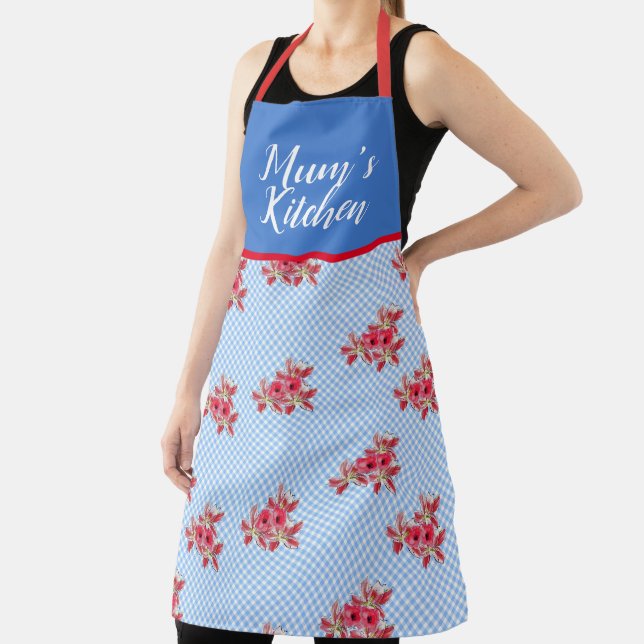 Tablier Rouge Floral Shabby Chic Bleu En vichy Mums Cuisin (Insitu)