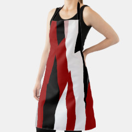 Tablier Rouge noir et blanc abstrait