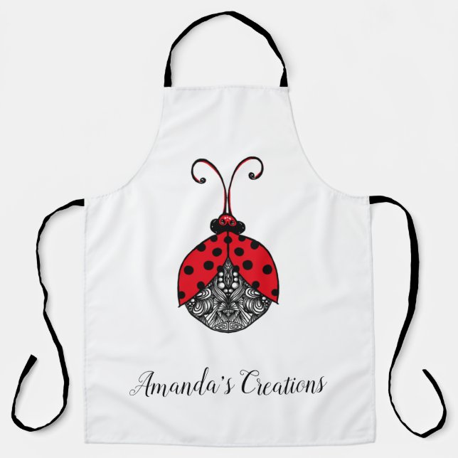 Tablier Rouge noir et blanc Ligne enchevêtrement ladybug (Recto)
