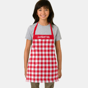 Tablier Rouge rustique plaid blanc et buffle Fêtes personn
