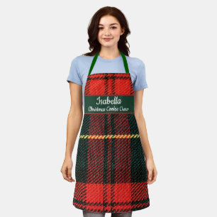 Tablier Rouge Vert Buffalo Plaid Noël Personnalisé