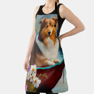 Tablier Rough Collie sur une pagaie : Une aventure pittore