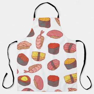 Tablier Roulettes de sushi, gribouillis, papier peint colo