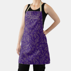 Tablier Royal Purple Gold Abstrait Floral personnalisé