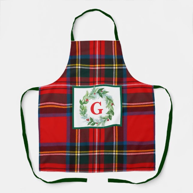 Tablier Royal Stewart Christmas MONOGRAS Plaid Wreath (Recto)
