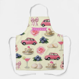 Tablier Ruban de cocktail rose coquette personnalisé adora