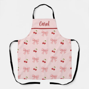 Tablier Ruban rose et cerise rouge, esthétique coquette