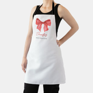 Tablier Ruban rouge minimaliste à l'aquarelle pour les fêt