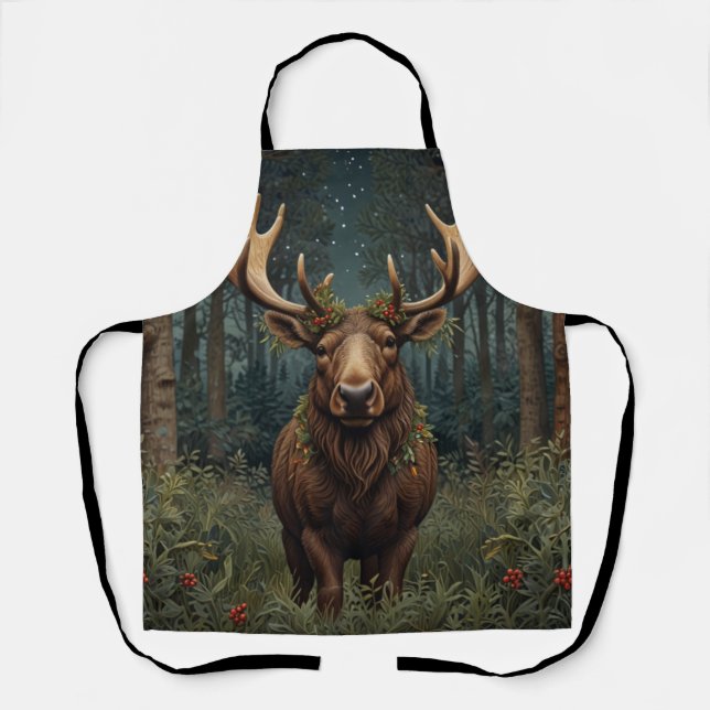 Tablier Rustic Christmas moose deer boho woodland forest  (Recto)