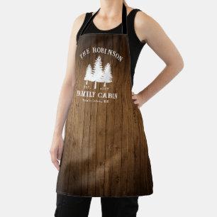 Tablier Rustic Country Famille Cabines Arbres Bois Planche