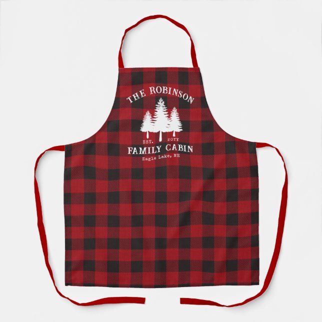 Tablier Rustic Country Family Cabine Tree Red Buffalo Plai (Recto)