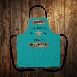 Tablier Rustique 4 juillet Unique cuivre et turquoise