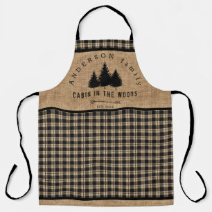Tablier Rustique Burlap Buffalo Plaid Motif Cabine à Wood