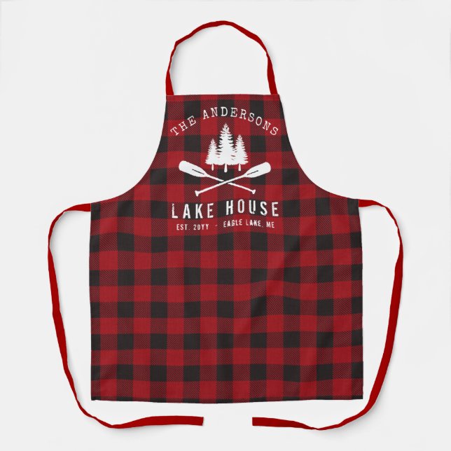 Tablier Rustique Country Lake House Tree Red Buffalo Plaid (Recto)