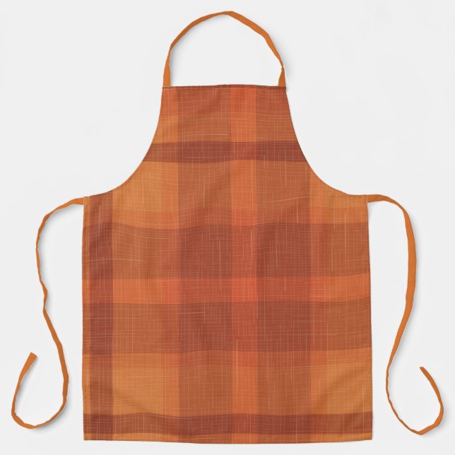 Tablier Rustique Orange Automne Plaid Tartan (Recto)