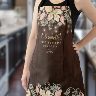 Tablier rustique pays élégant chef de cuisine florale