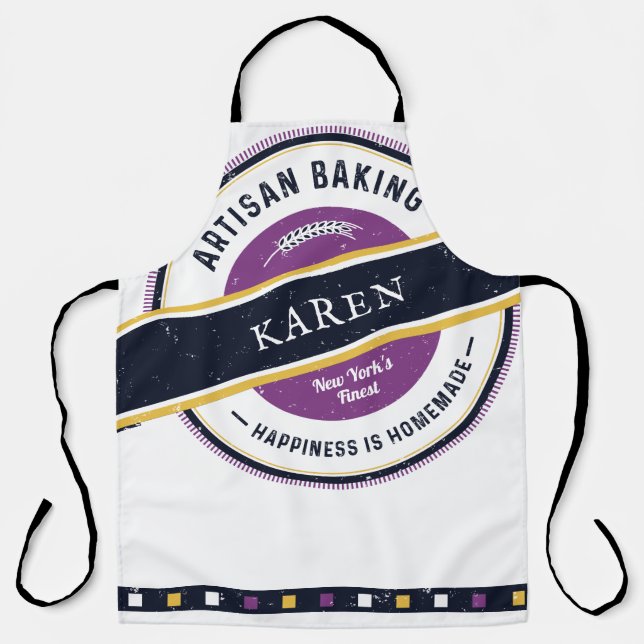 Tablier Rustique Violet Marine Artisan Hipster (Recto)