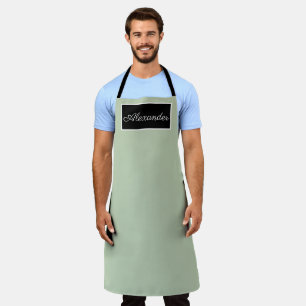Tablier Sage Elégant Homme Vert Nom Moderne Simple Chic